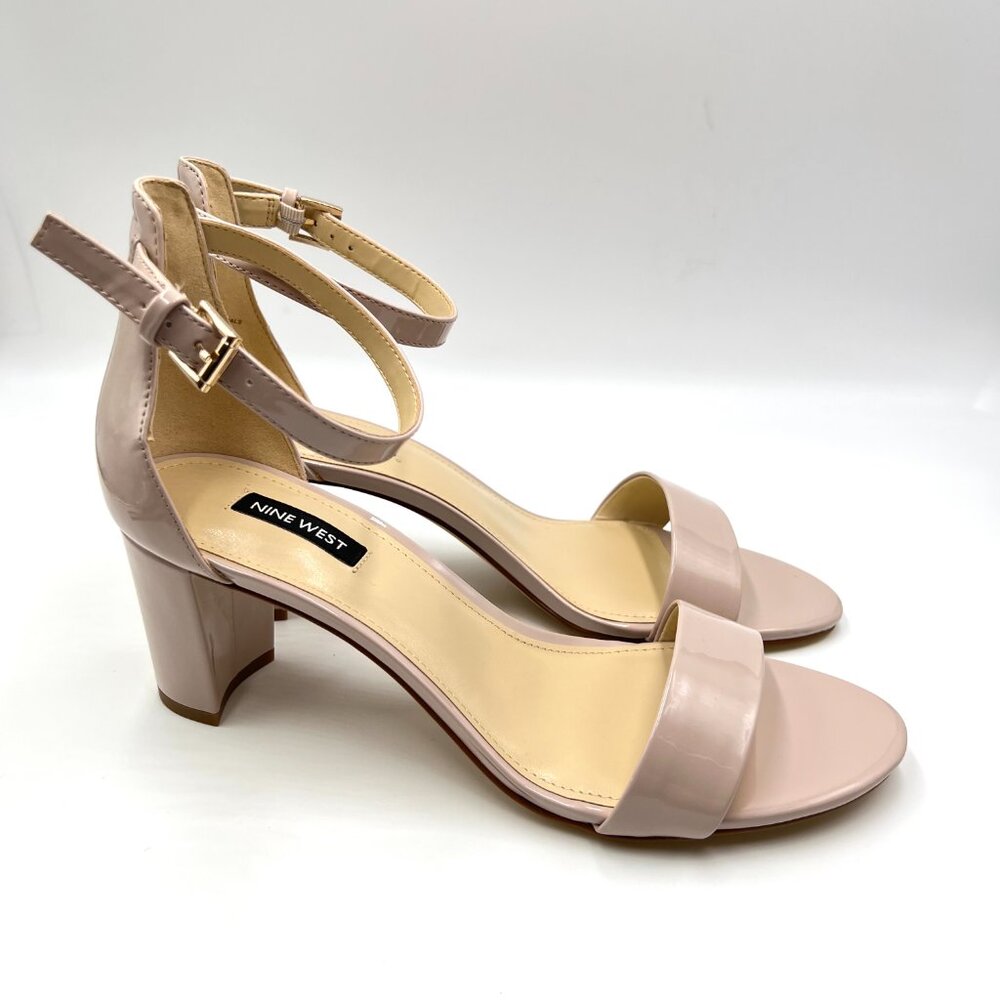 Nine West Womens Size 10.5 Mauve Dusty Pink Patent Pruce Heels Sandals Shoes‎